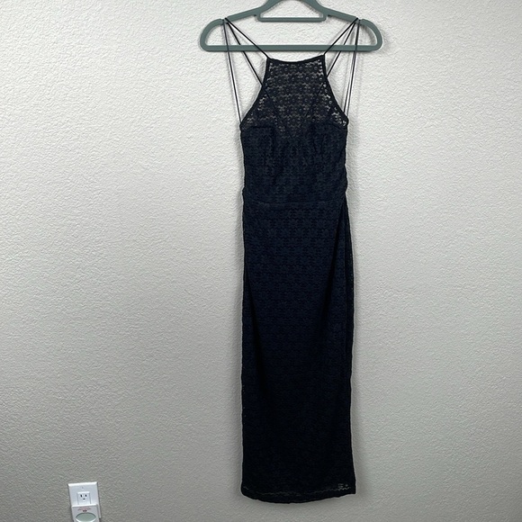 New Bardot Chameleon Lace Midi Dress In Black Strappy Open Back Sz L - Picture 5 of 16